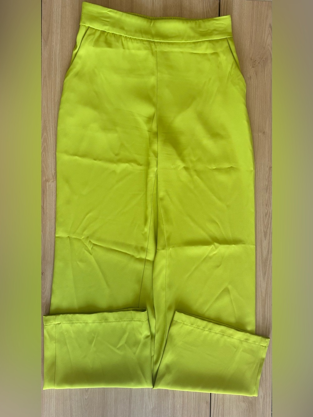 Sincerely Jules Lime Green Wide Leg High Waisted Trouser Pants - Size Small